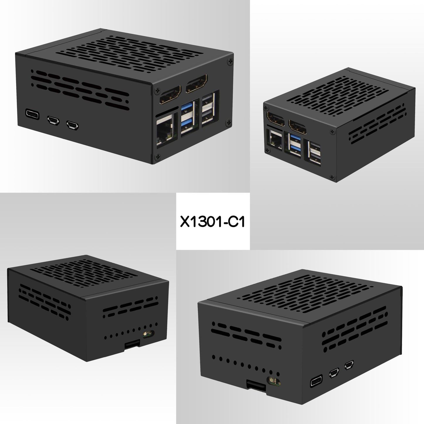 Geekworm X1301-C1 Metal Case Compatible with Raspberry Pi 5 and X1301