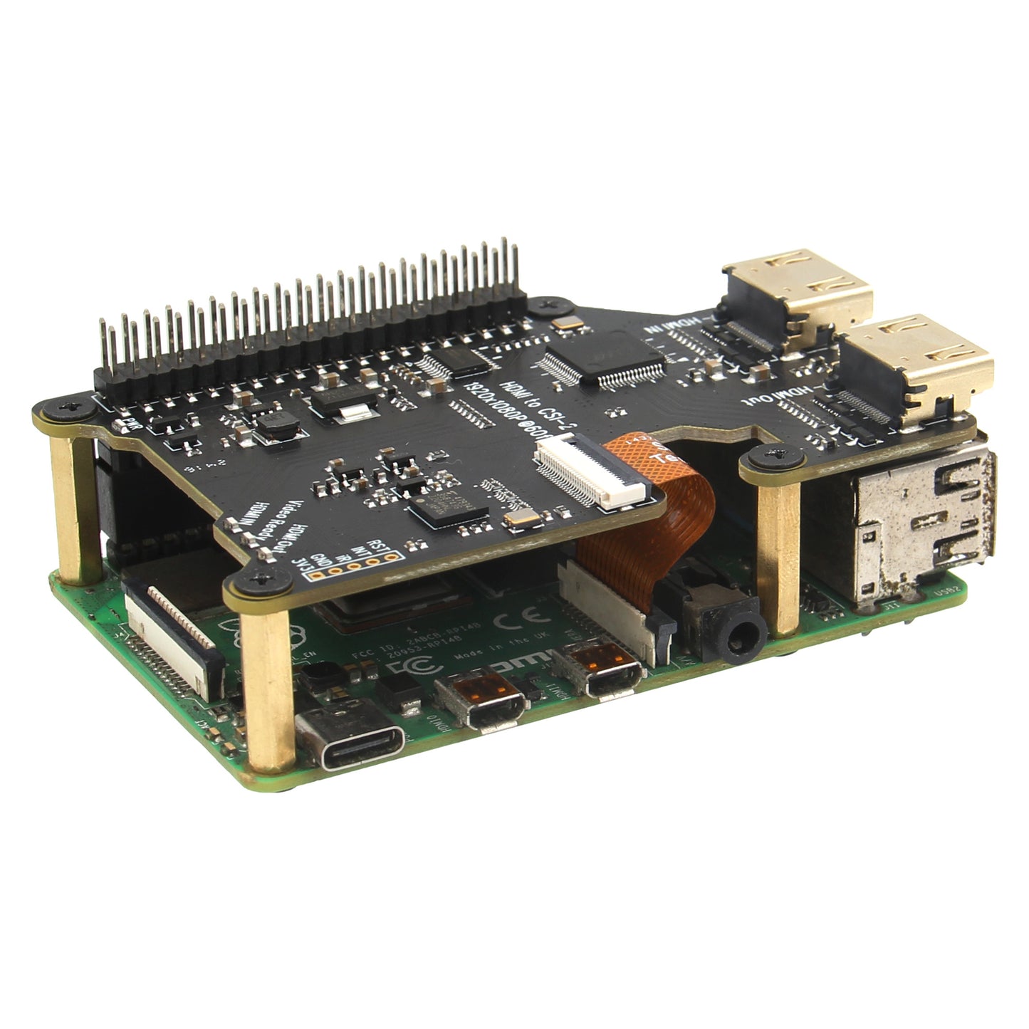 Geekworm X1301 HDMI to CSI-2 Shield for Raspberry Pi 5/4B/3B+/3B Support 1080P@60fps