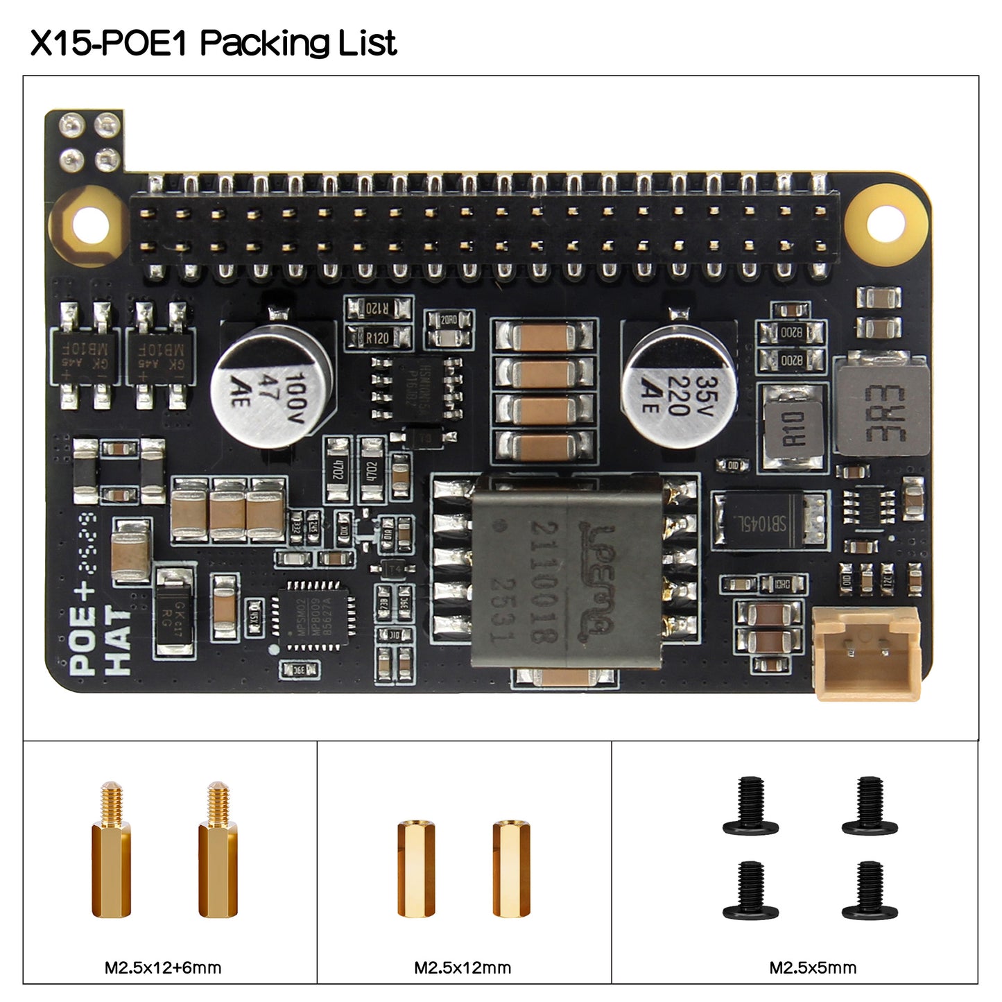 Geekworm X15-POE1 Dual-Output PoE HAT for Raspberry Pi CM5 X1500/X1501 CM5 IO board