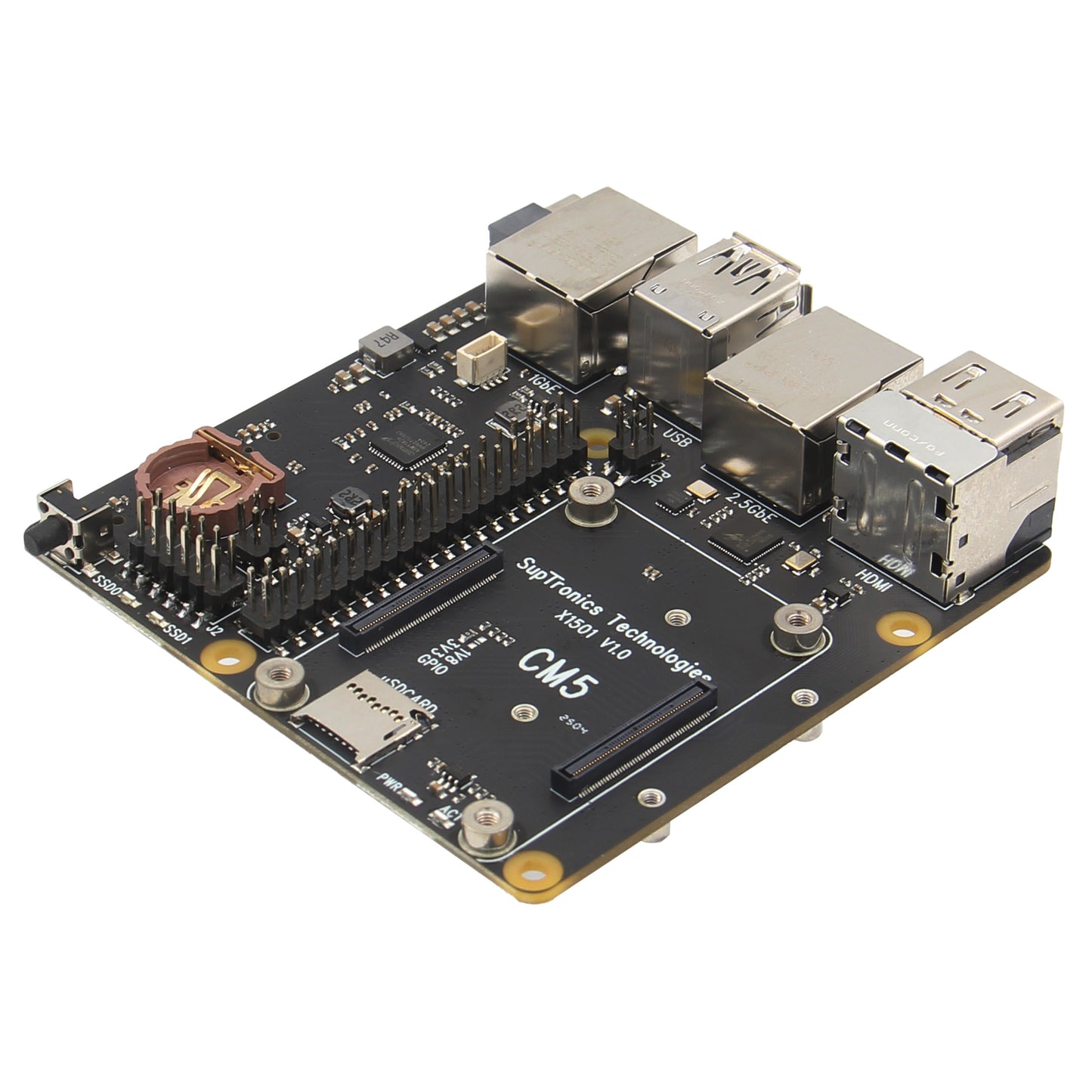 Geekworm X1501 CM5 IO Carrier Board for Raspberry Pi Compute Module 5 Support 1GbE+2.5GbE/Dual M.2 Slot NVMe SSD