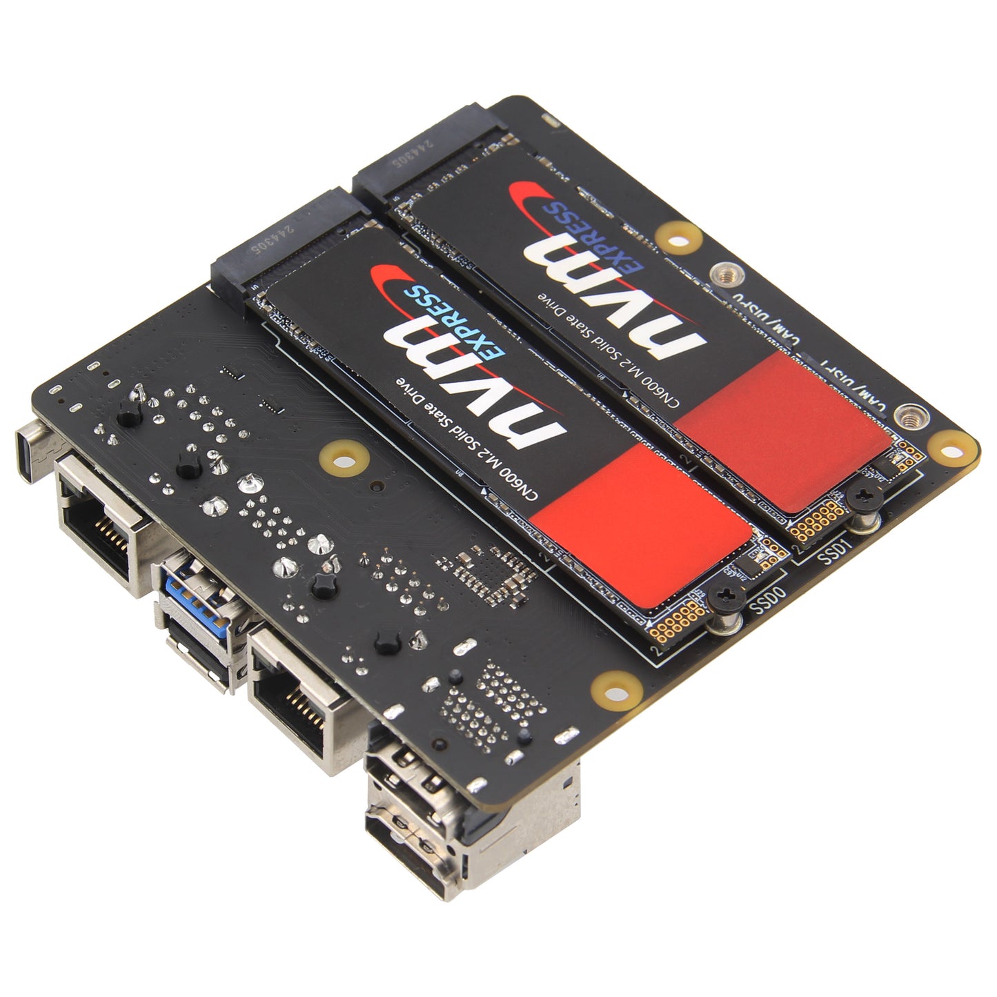 Geekworm X1501 CM5 IO Carrier Board for Raspberry Pi Compute Module 5 Support 1GbE+2.5GbE/Dual M.2 Slot NVMe SSD