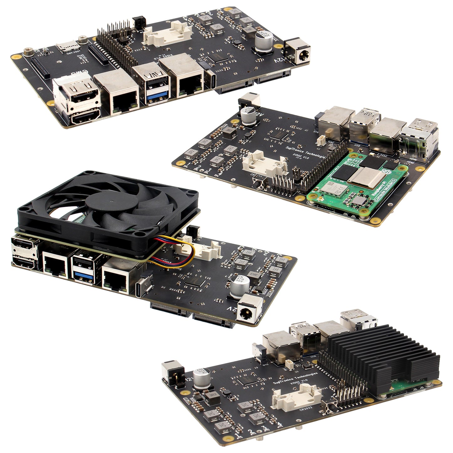 Geekworm X1502 CM5 IO Carrier Board for Raspberry Pi Compute Module 5 Support 1GbE+2.5GbE/Quad M.2 NVMe SSD