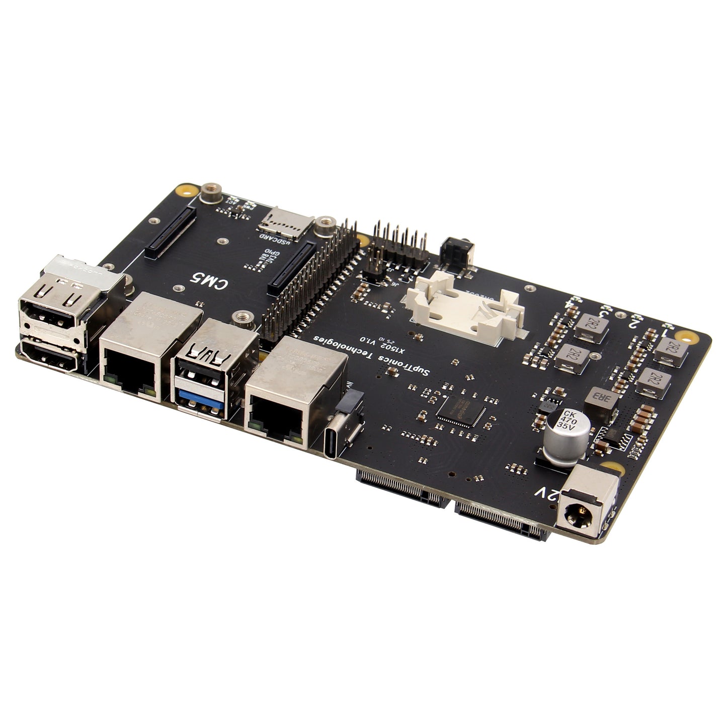Geekworm X1502 CM5 IO Carrier Board for Raspberry Pi Compute Module 5 Support 1GbE+2.5GbE/Quad M.2 NVMe SSD