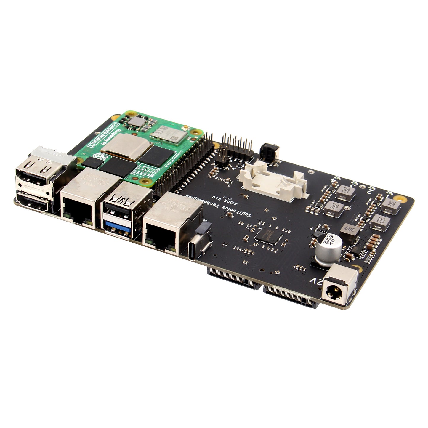 Geekworm X1502 CM5 IO Carrier Board for Raspberry Pi Compute Module 5 Support 1GbE+2.5GbE/Quad M.2 NVMe SSD