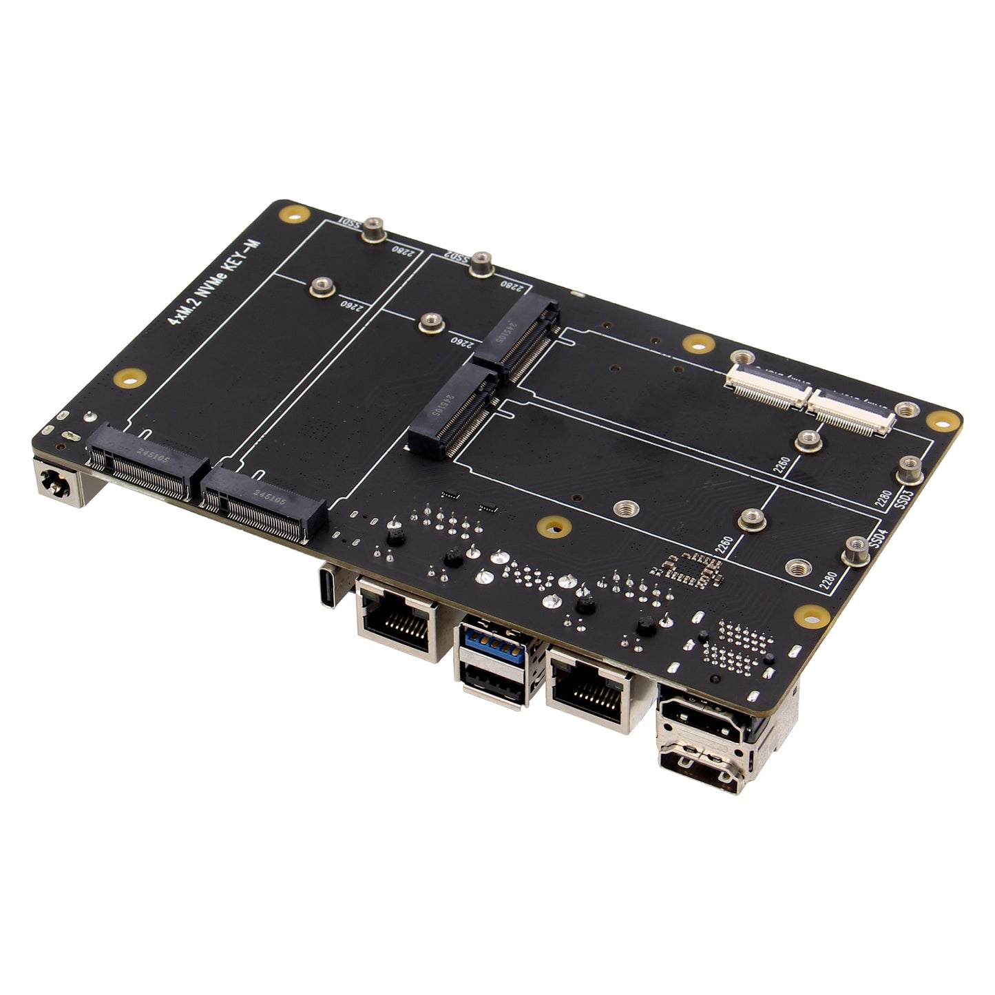 Geekworm X1502 CM5 IO Carrier Board for Raspberry Pi Compute Module 5 Support 1GbE+2.5GbE/Quad M.2 NVMe SSD
