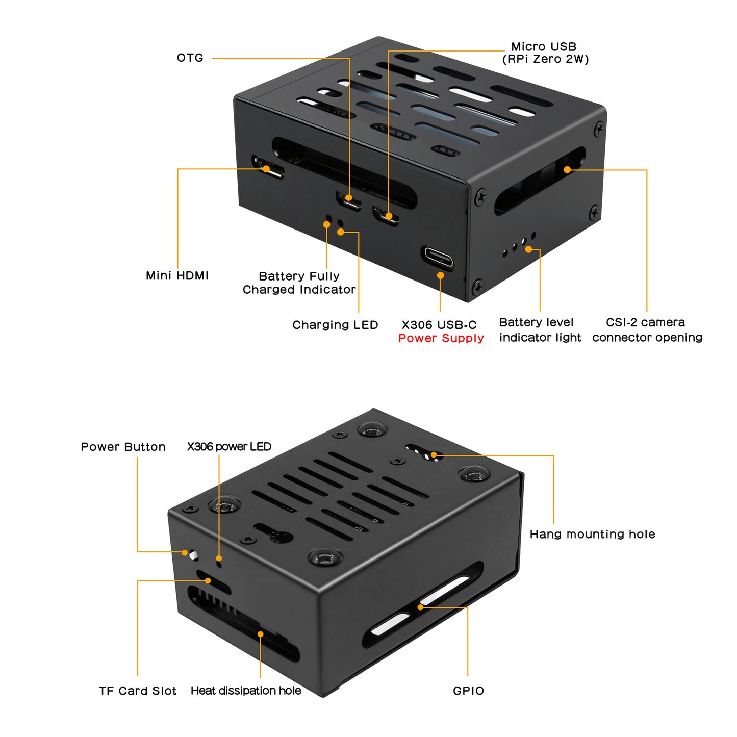 Geekworm X306-C1 Metal Case Compatible with Raspberry Pi Zero 2W and X306 V1.3