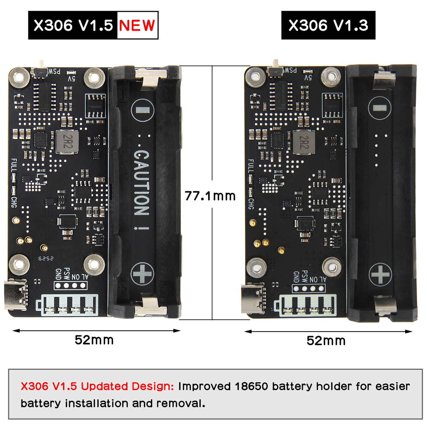 Geekworm X306 V1.5 18650 UPS Expansion Board for Raspberry Pi Zero 2W
