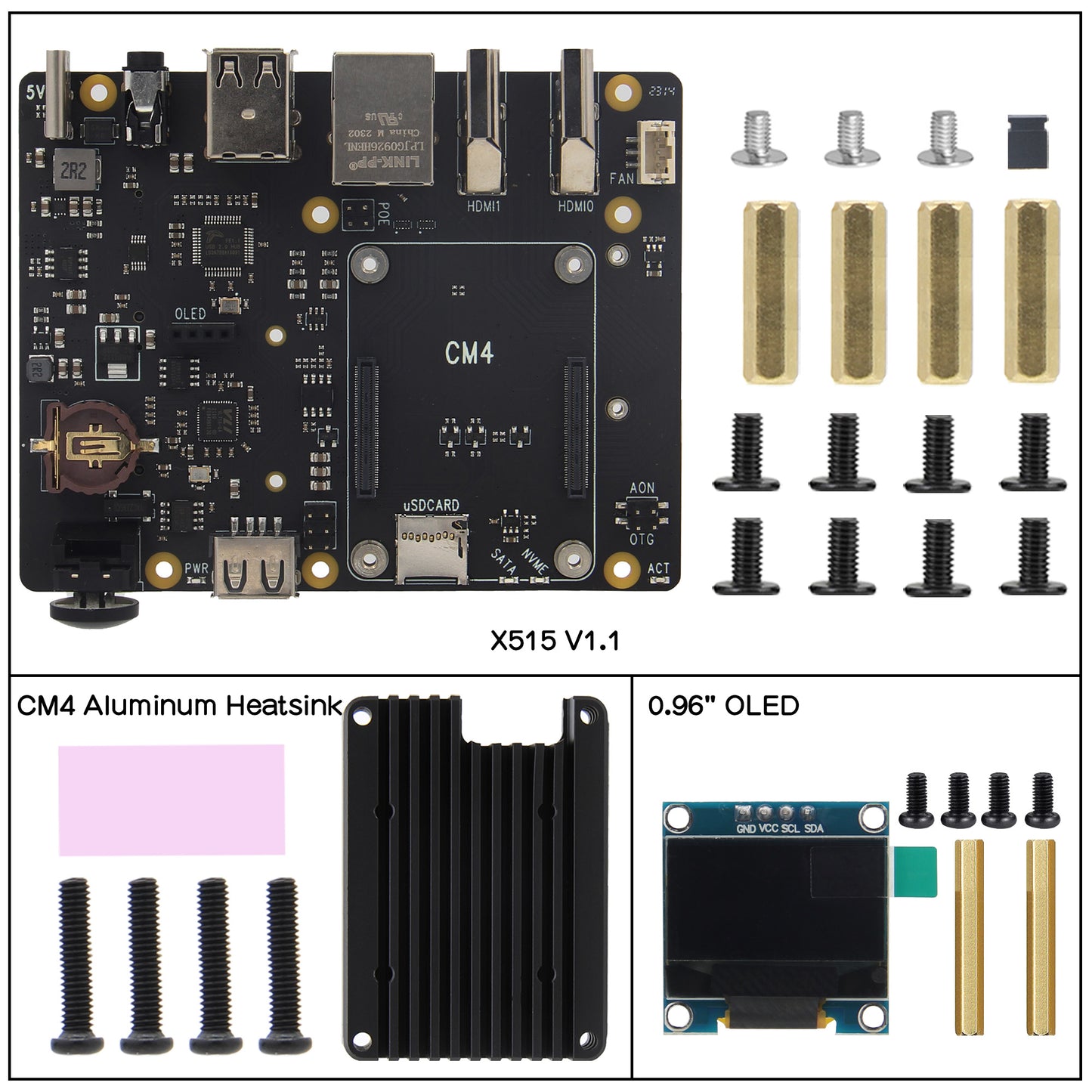Geekworm X515 M2 SATA&NVMe SSD Expansion Board for Raspberry Pi Compute Module 4