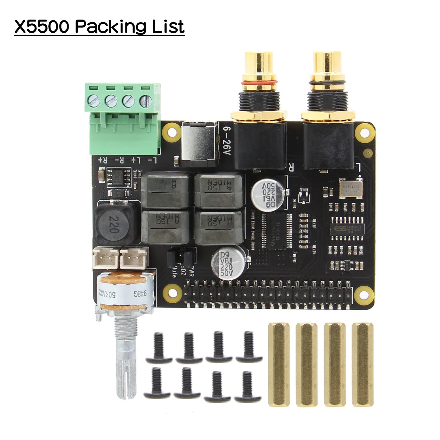 Raspberry Pi X5500 HiFi DAC+AMP Expansion Board Support X876/X710/X850/X862