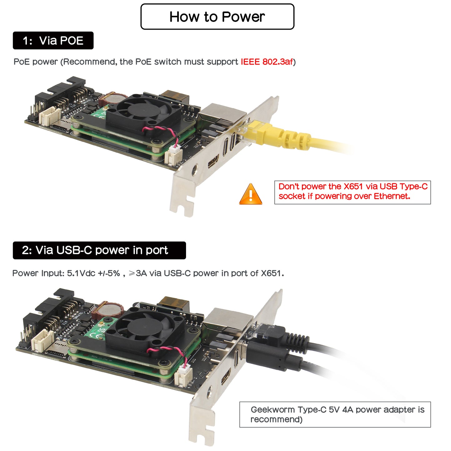 Geekworm X651 V1.0 Open-source KVM Over IP Kit for Raspberry Pi Compute Module 4 (CM4) PCI Express Card Version