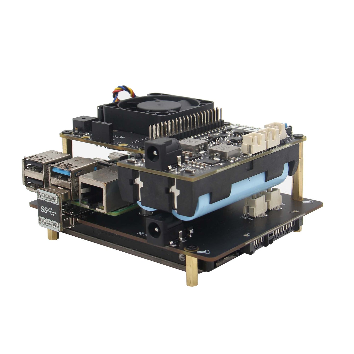 Raspberry Pi 5/4B/3B+/3B X729 18650 UPS (Max 5.1V 6A) with Wide 6-24V Input|Auto Power On|Safe Shutdown