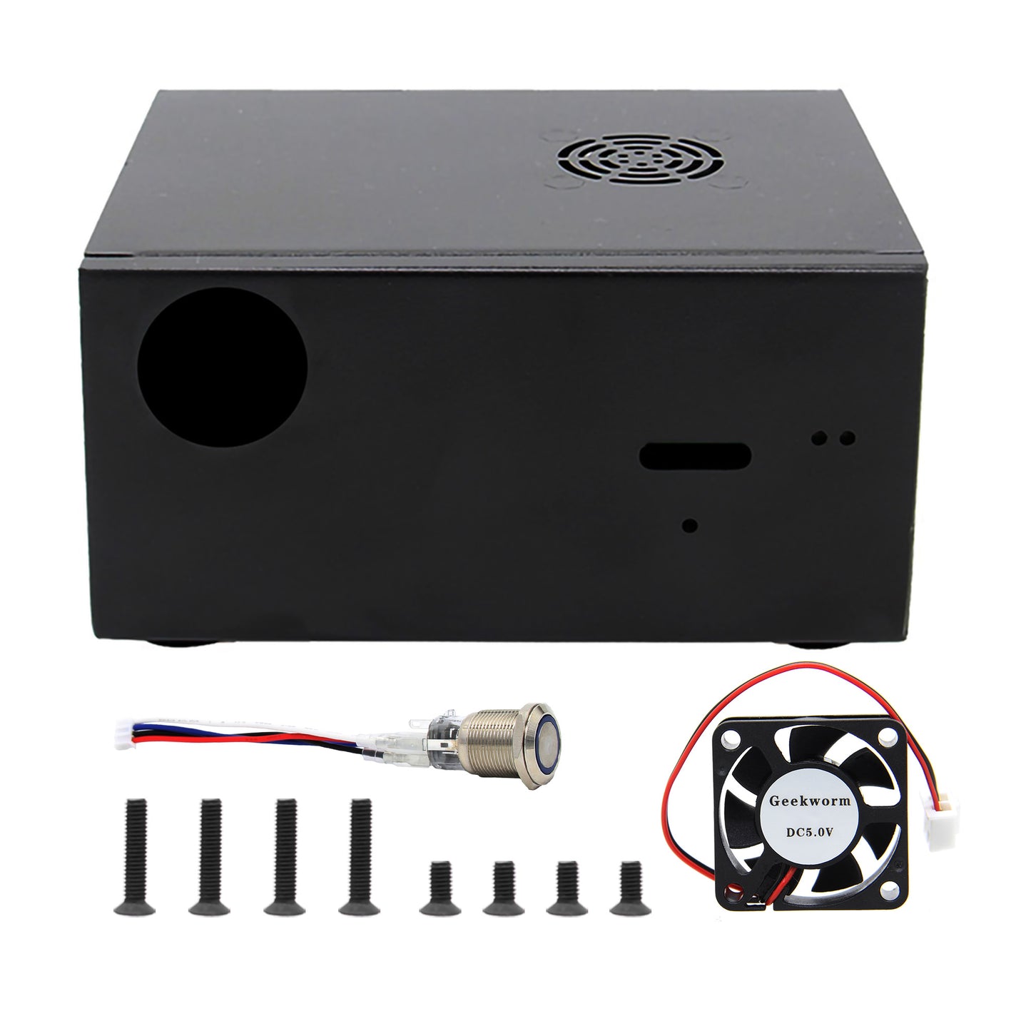 Geekworm X820-C6 Metal Case with Power Switch and Cooling Fan for Raspberry Pi 3B+/3B and X820/X821 and X735