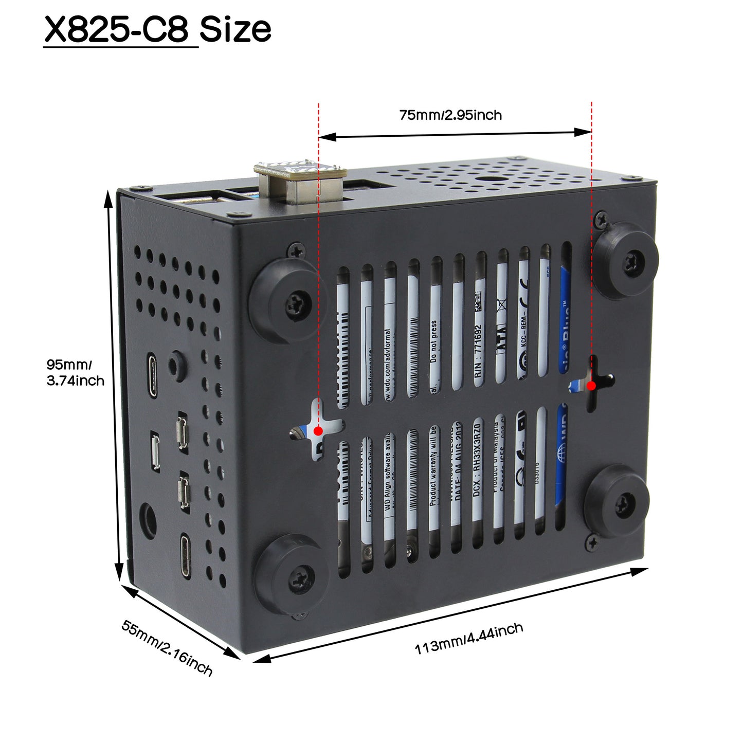 Geekworm X825-C8 Metal Case with Power Switch and Cooling Fan for Raspberry Pi 4 and X825 V2.0