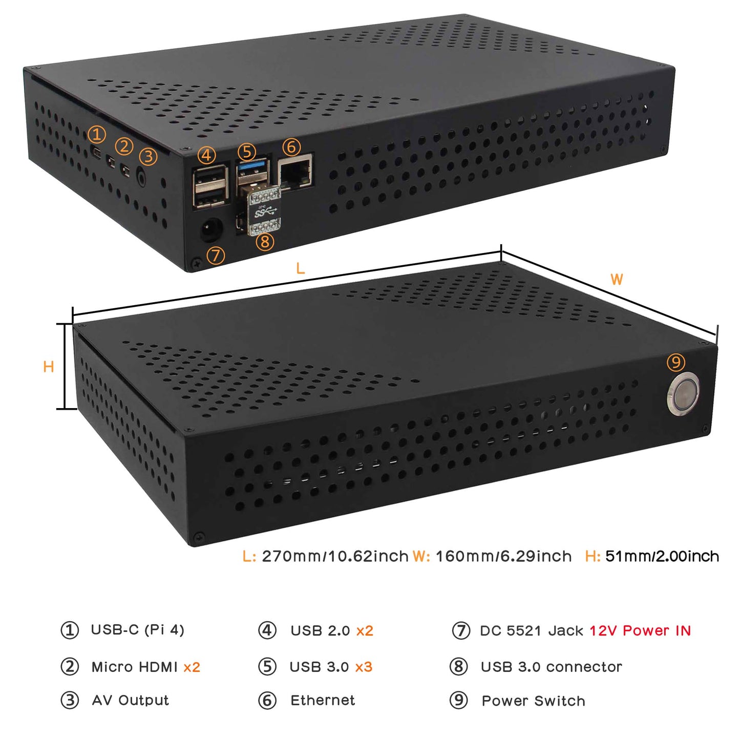 Geekworm NASPi Gemini 3.5 Dual 3.5'' SATA HDD NAS Storage Kit with DC 12V Voltage Input|Safe Shutdown|Auto Power On|RAID for Raspberry Pi 4