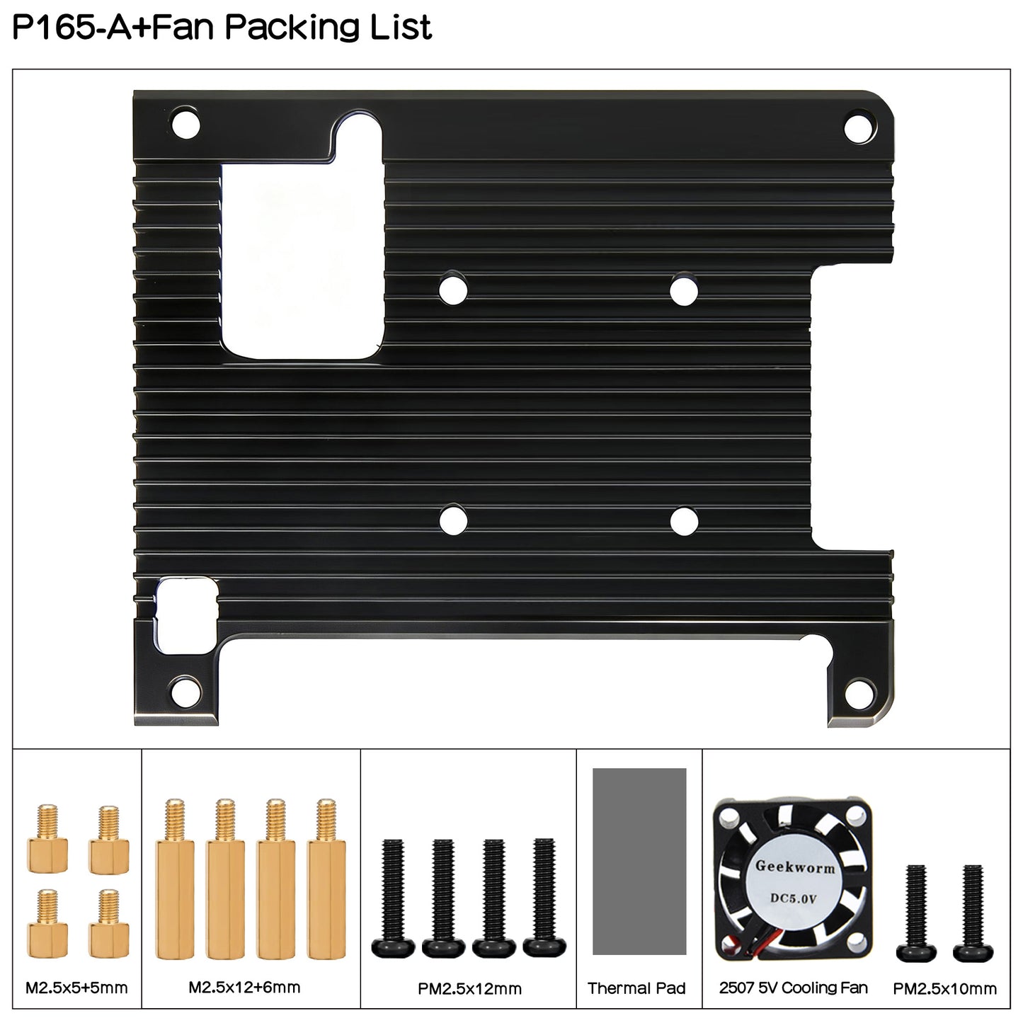 Geekworm 8mm Thickness Embedded Aluminum Alloy Heatsink (P165-A) for Raspberry Pi 4