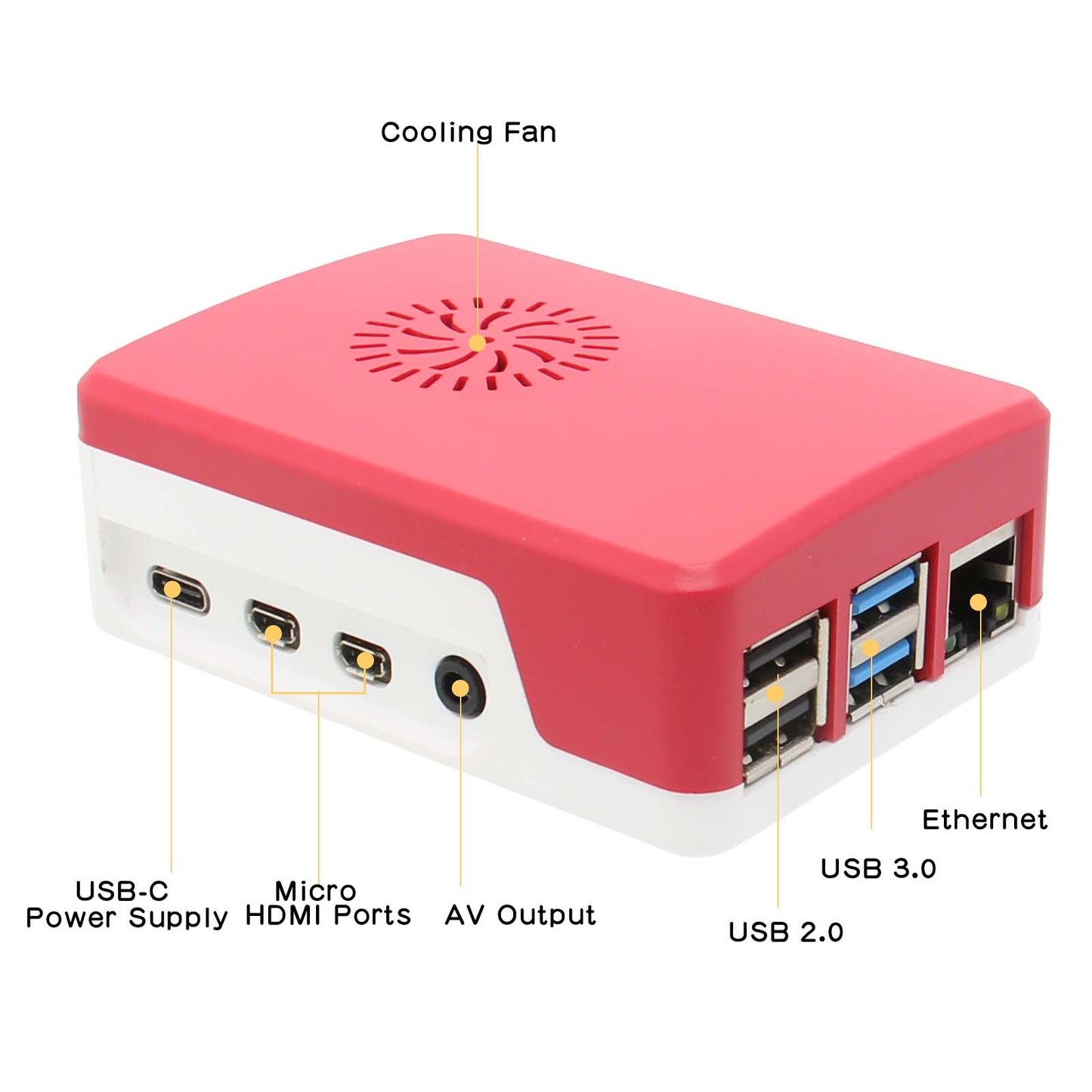 Raspberry Pi 4 Protective ABS Case with Cooling Fan and Heatsinks (P233)
