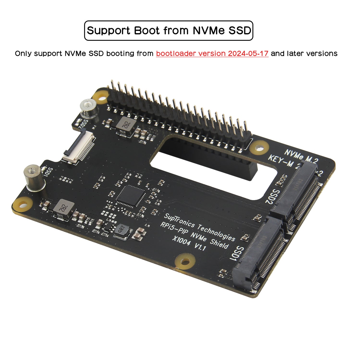Geekworm X1004 PCIe to Dual 2280 NVMe SSD shield for Raspberry Pi 5