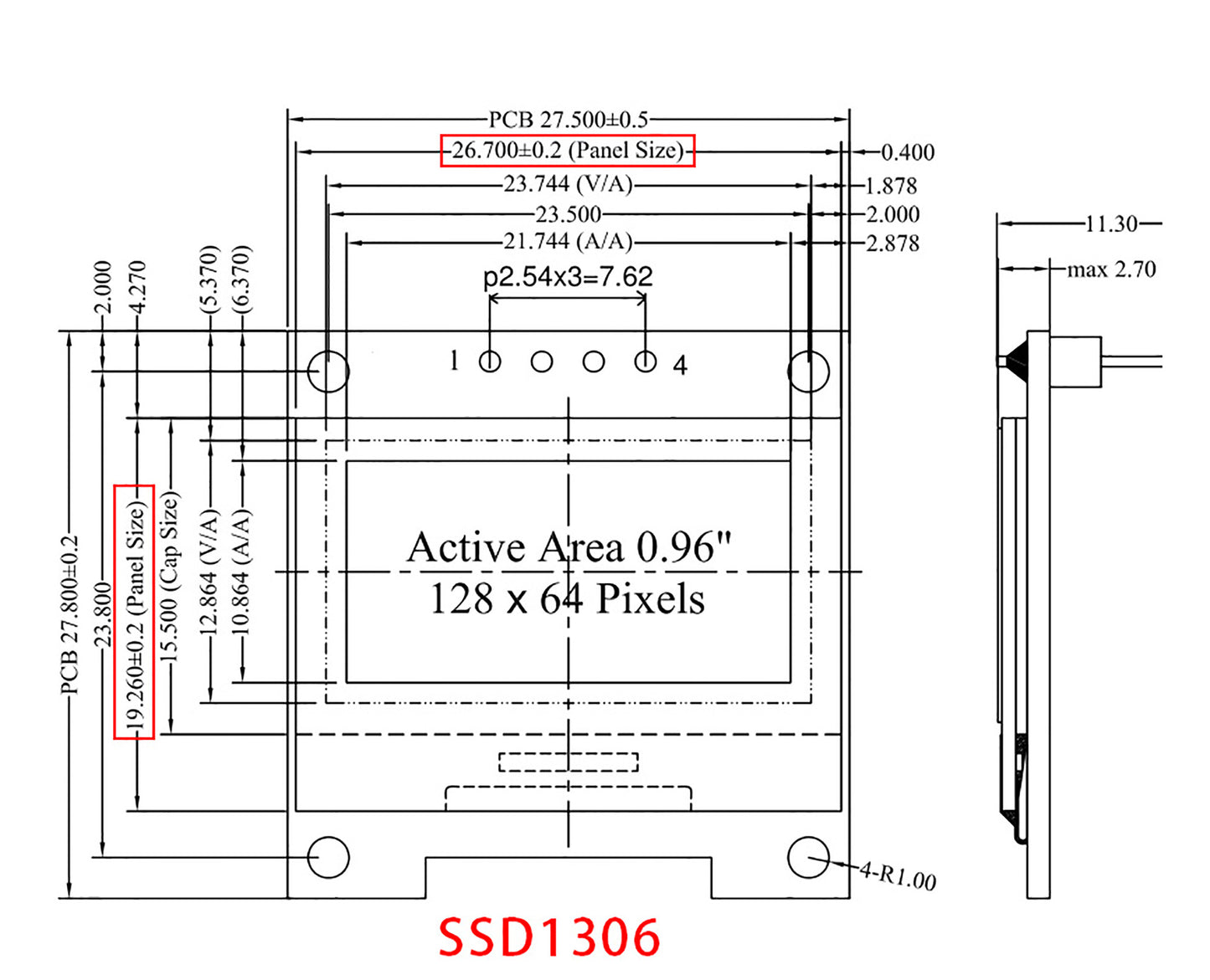 0.96 Inch 128x64 Pixels OLED Display Module