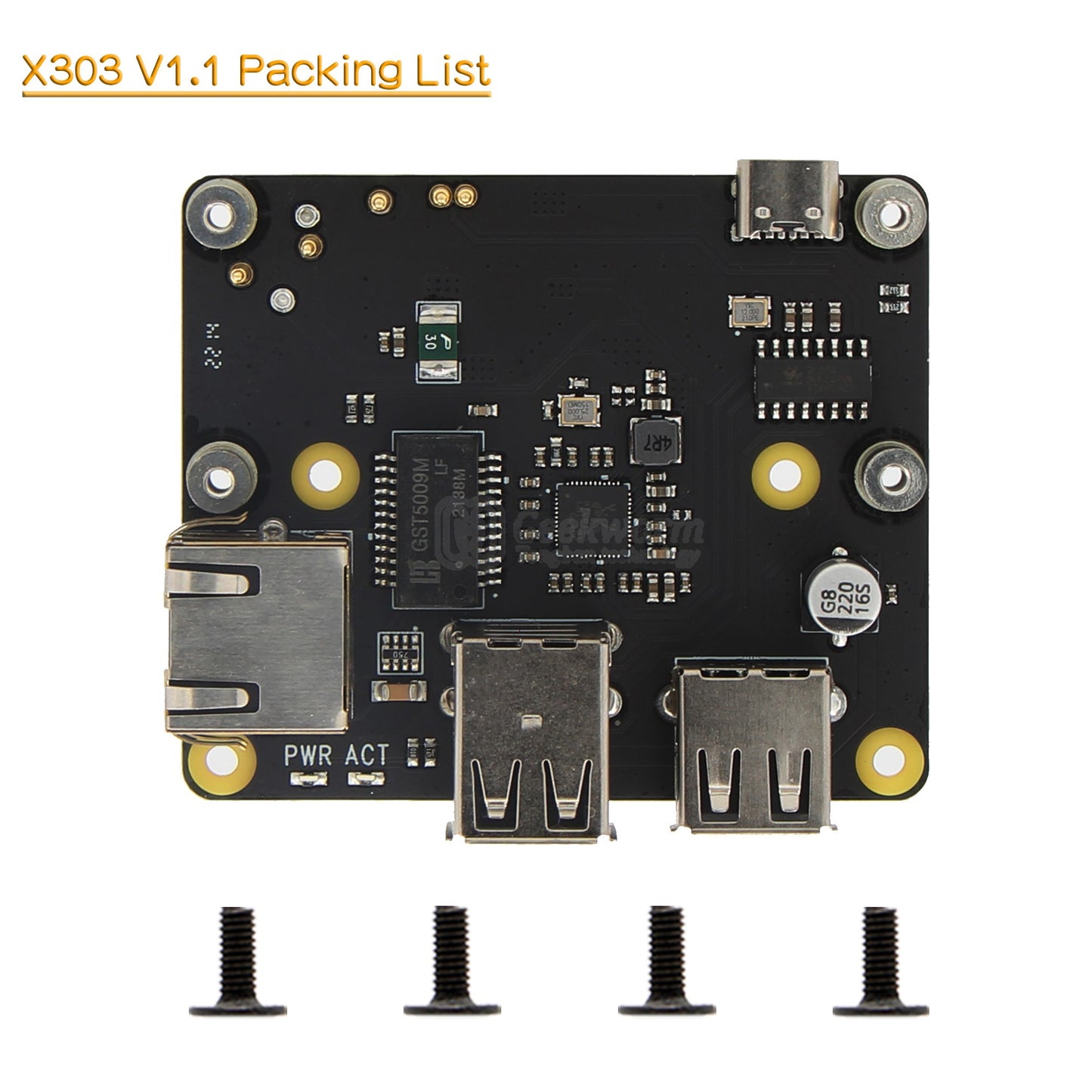 Geekworm X303 Gigabit Ethernet Expansion Board & USB HUB Compatible with Raspberry Pi Zero 2 W / Zero W