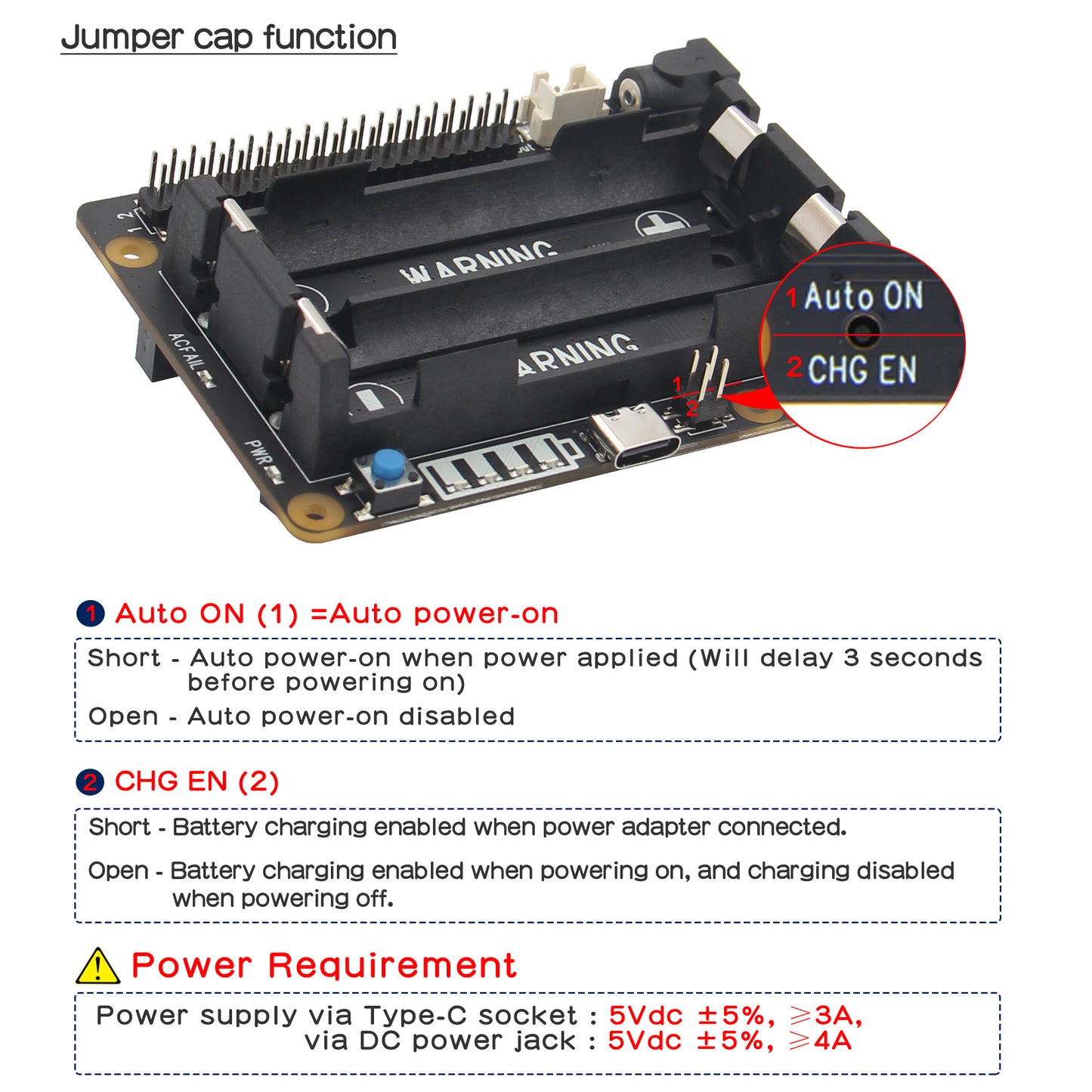 Geekworm Raspberry Pi X728 (Max 5.1V 6A) 18650 UPS & Power Management Board with Auto On & Safe Shutdown Function