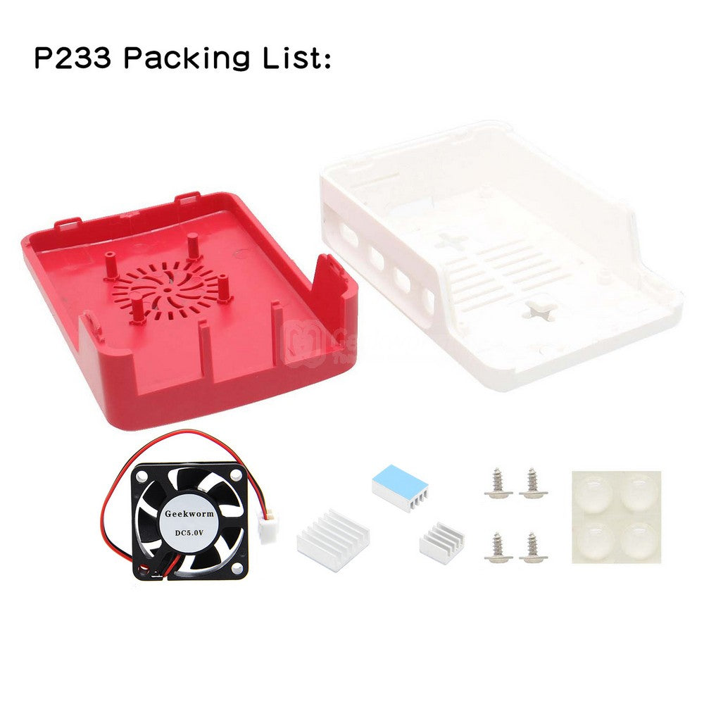 Raspberry Pi 4 Protective ABS Case with Cooling Fan and Heatsinks (P233)
