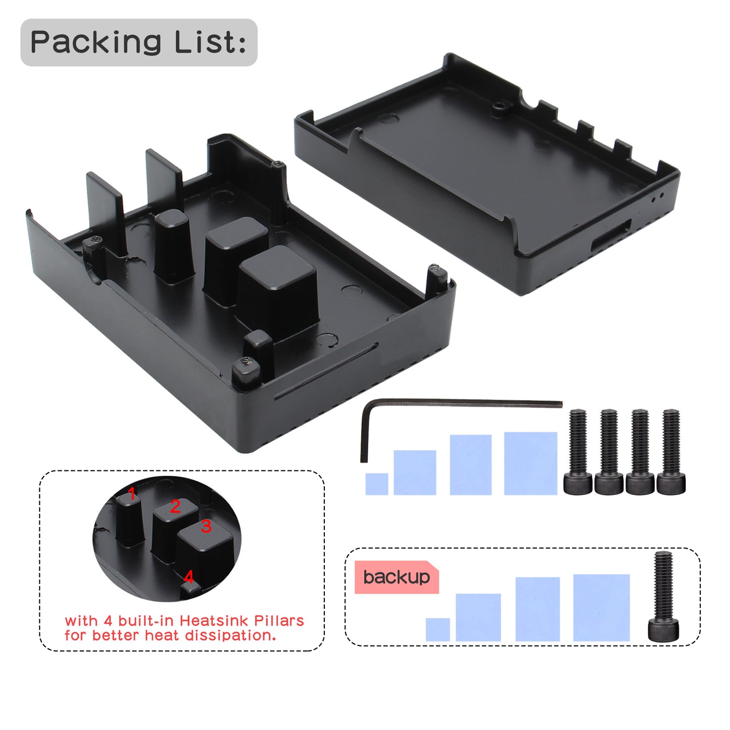 Geekworm Raspberry Pi 4 Heavy-duty Aluminum Passive Cooling Metal Case (P173)