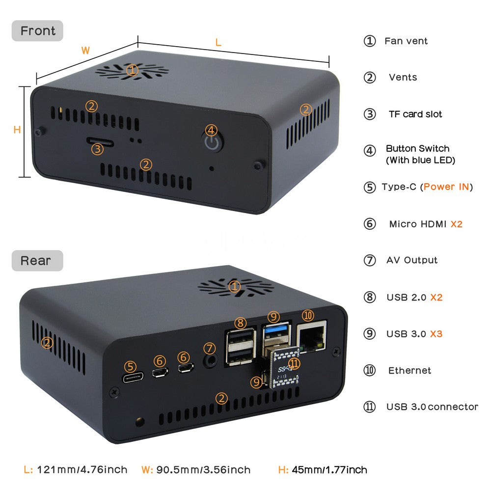 Geekworm NASPi V2.0 2.5" SATA HDD/SSD Kit with Auto Power On Function for Raspberry Pi 4 Model B