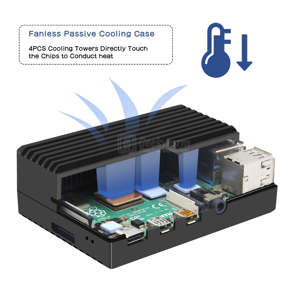 Geekworm Raspberry Pi 4 Heavy-duty Aluminum Passive Cooling Metal Case (P173)