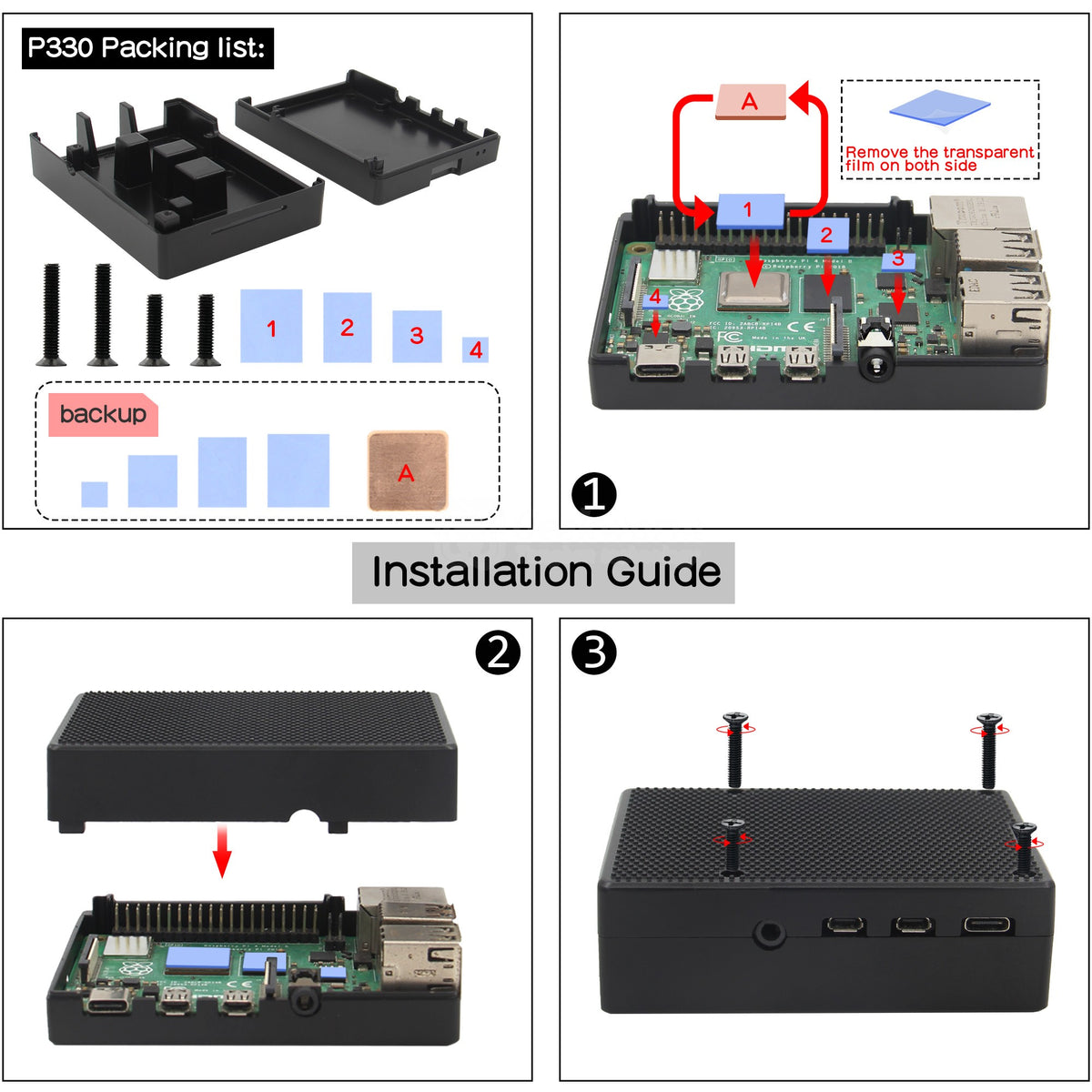 Geekworm Raspberry Pi 4 Aluminum Alloy Case P330