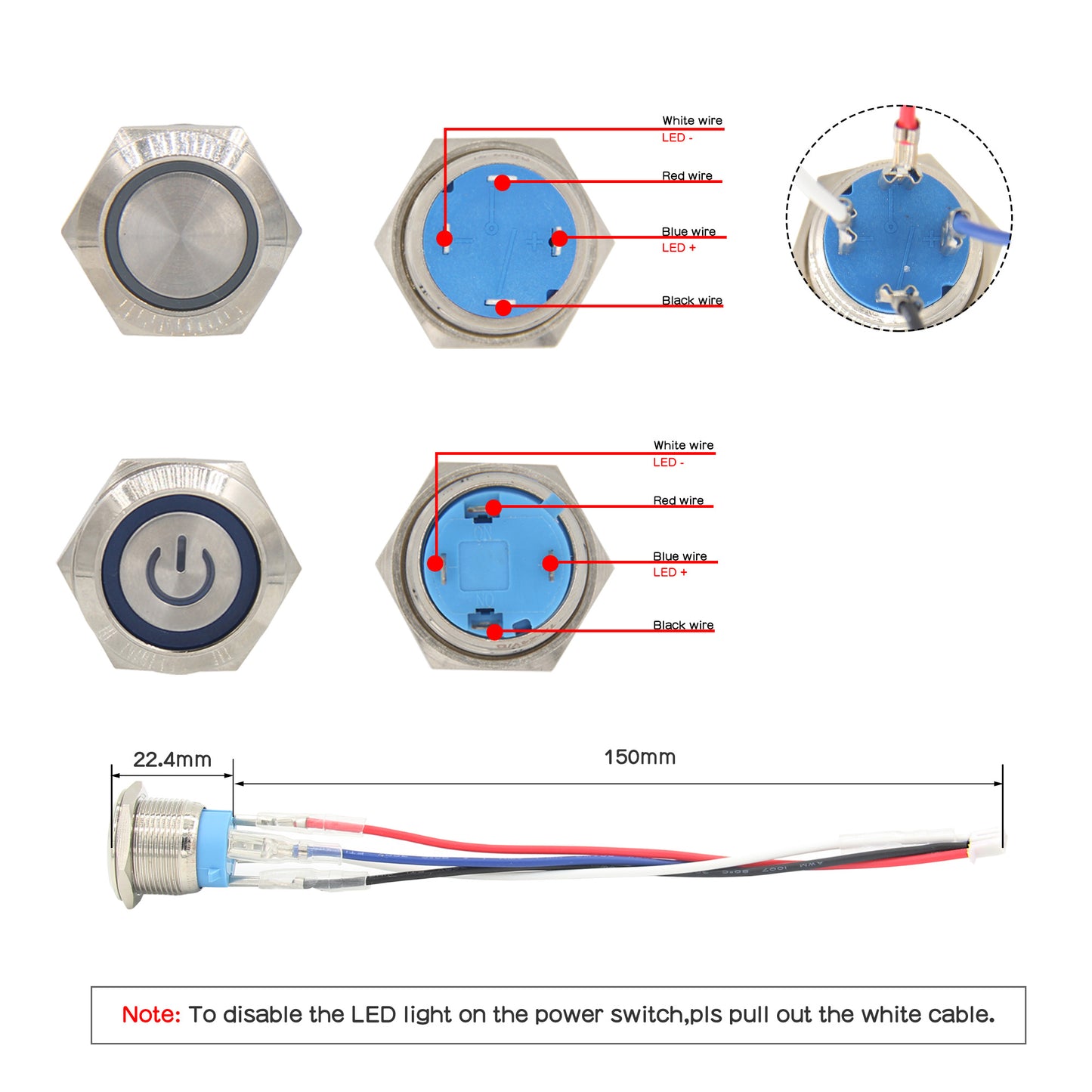 19mm Metal Push Button Switch Latching Self-Locking / Momentary Self-Reset Power Control Switch (PSW19)