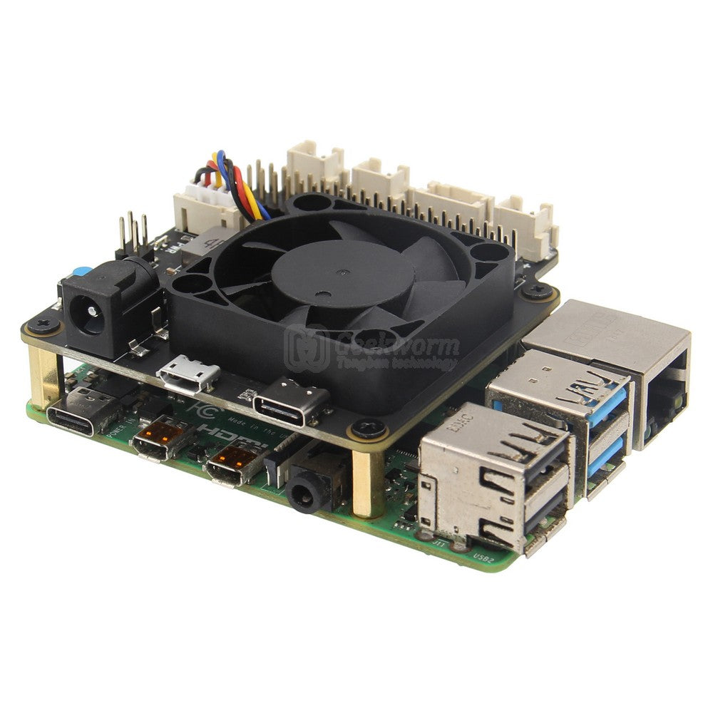 For Raspberry Pi 5/4B/3B+/3B, X735 V3.0 DC 6V-30V Safe Shutdown Power Management & PWM Cooling Expansion Board