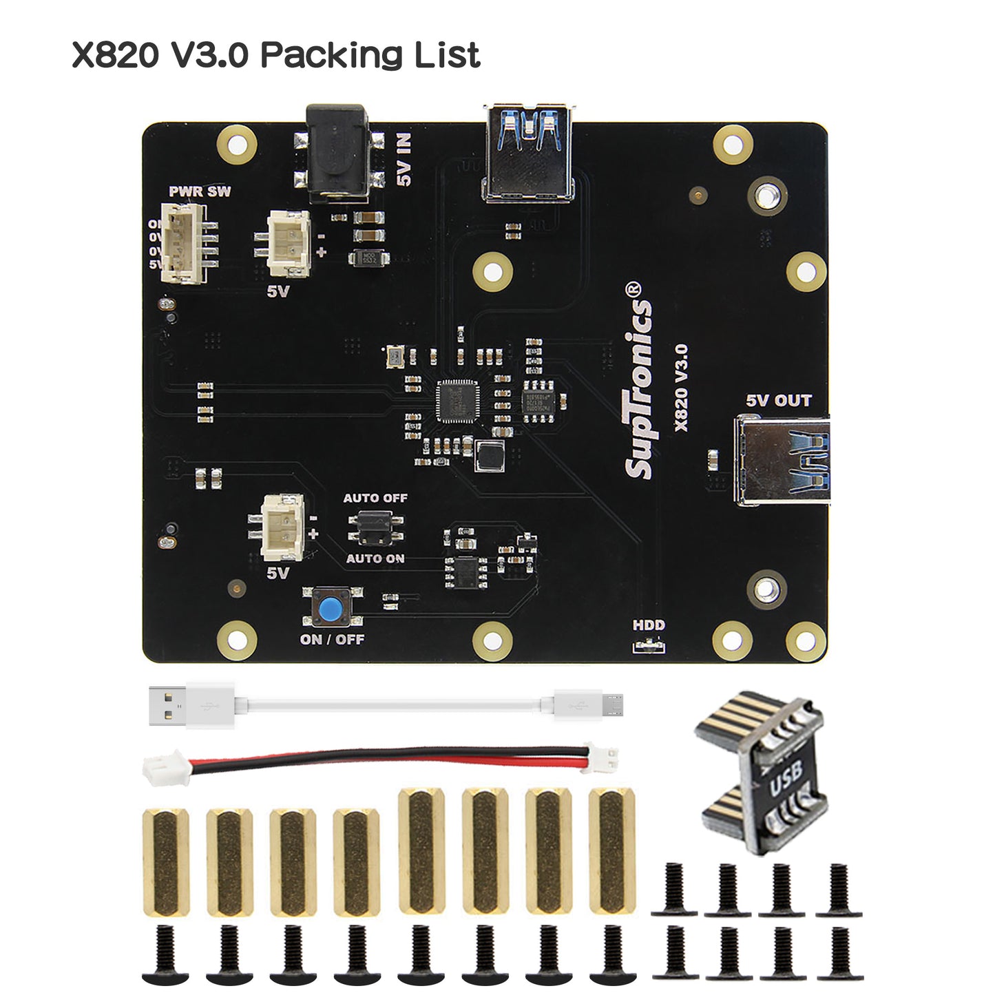 Raspberry Pi 3B+/3B X820 V3.0 USB 3.0 2.5" SATA HDD/SSD Storage Expansion Board