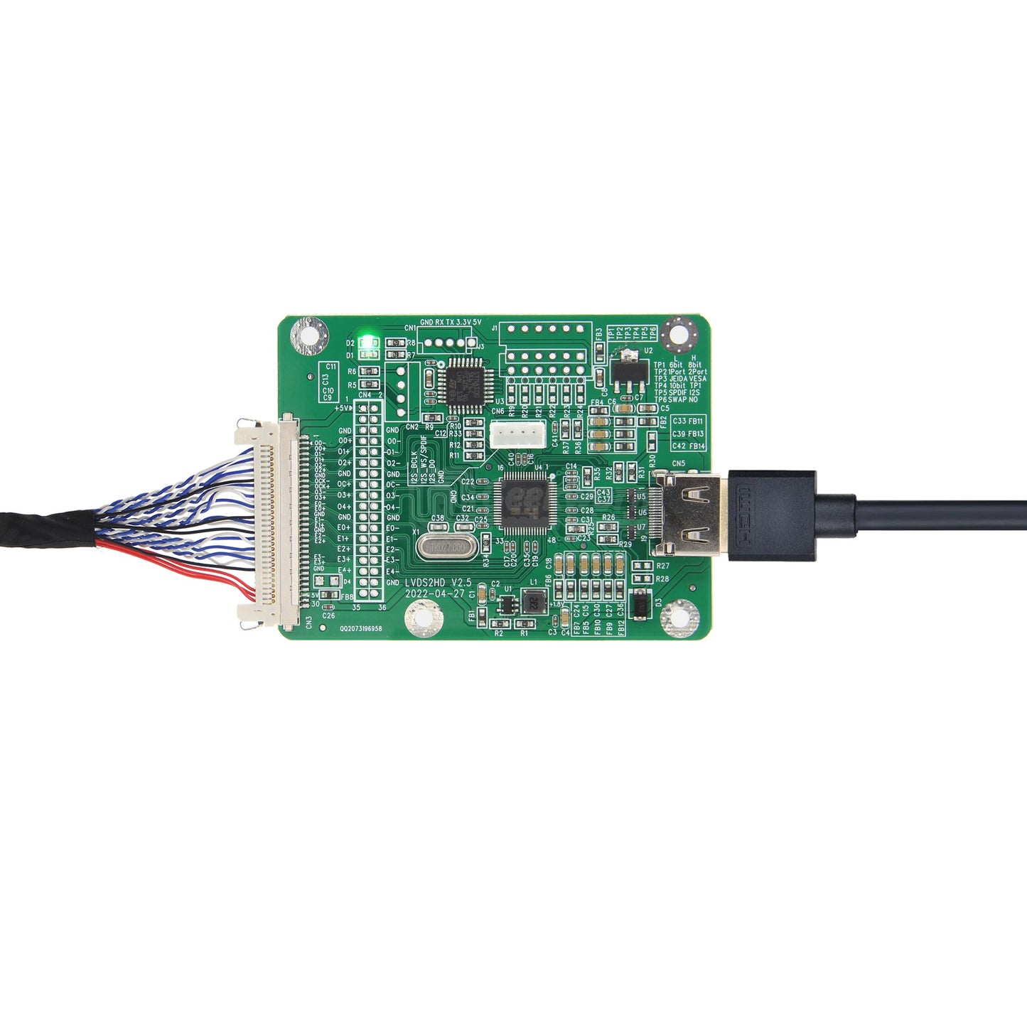 Geekworm LVDS to HDMI Adapter Board(LVDS2) with Cable Default Mode Double 8 | VESA | 8bit | I2S Sound Input