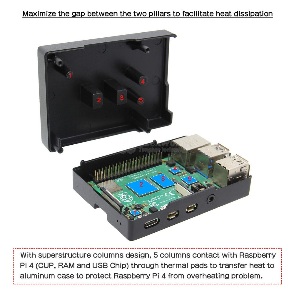 Raspberry Pi 4 Aluminum Alloy Passive Cooling Metal Case (P171)