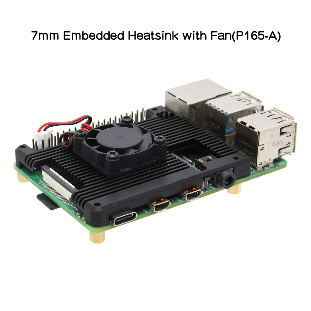 Raspberry Pi 4 7mm Embedded Heatsink with Cooling Fan (P165-A)