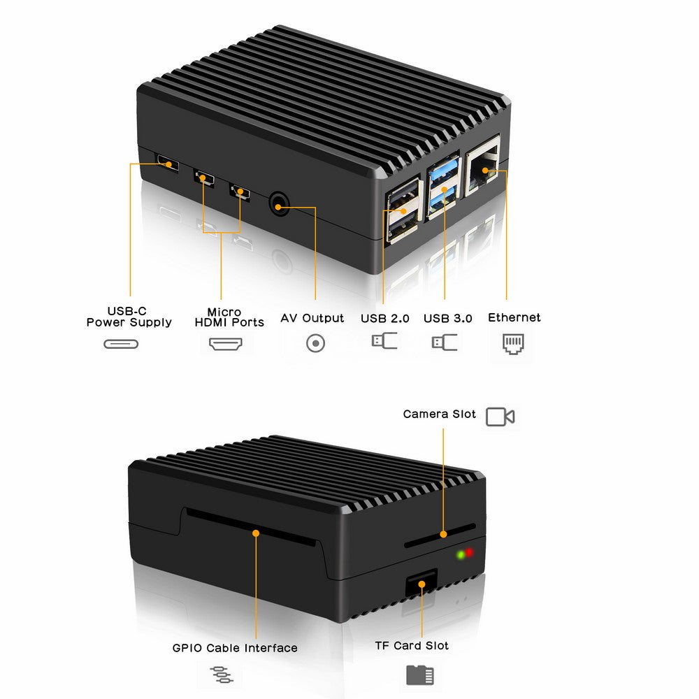 Geekworm Raspberry Pi 4 Heavy-duty Aluminum Passive Cooling Metal Case (P173)