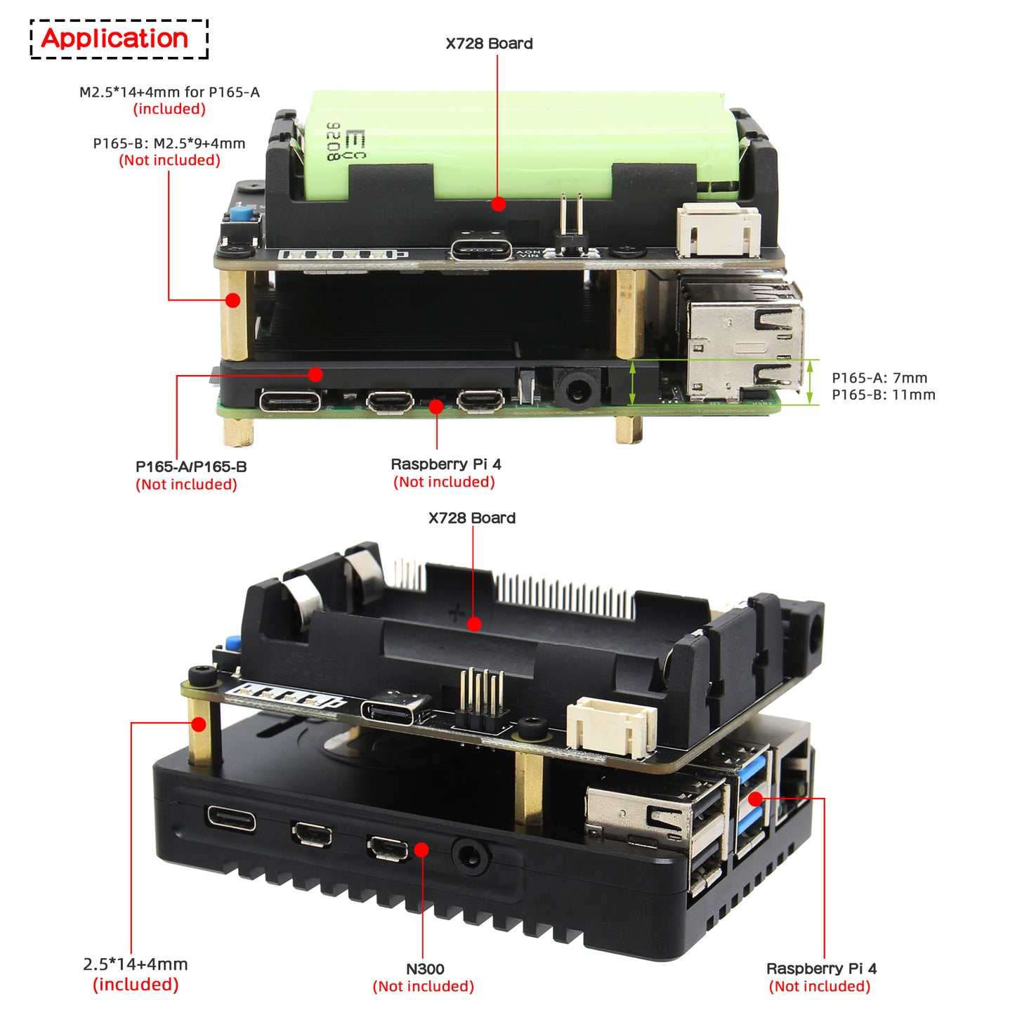 Geekworm Raspberry Pi X728 (Max 5.1V 6A) 18650 UPS & Power Management Board with Auto On & Safe Shutdown Function