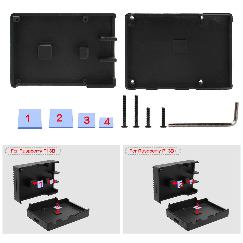 Geekworm Raspberry Pi 3B+/3B Aluminum Alloy Heavy Duty Passive Cooling Case-Black (P252)