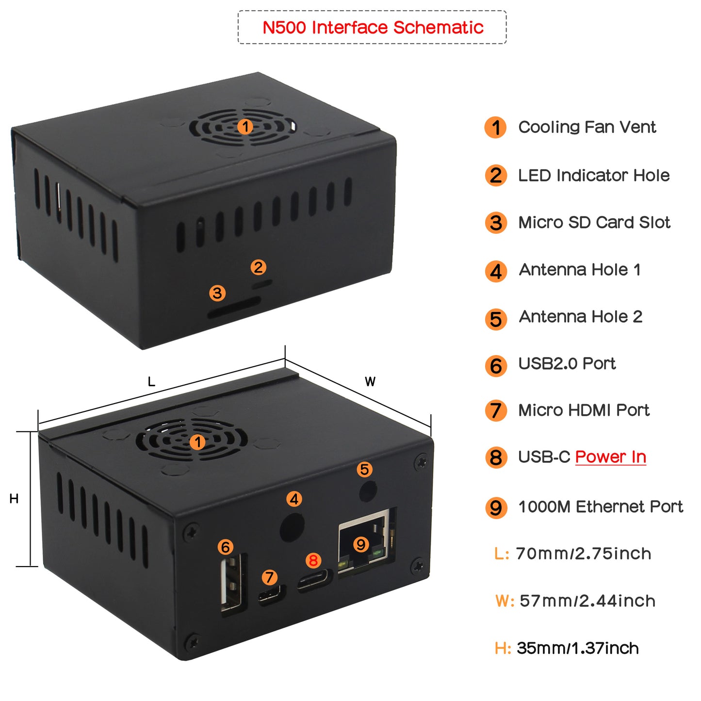 Orange Pi Zero2 Metal Case (N500)