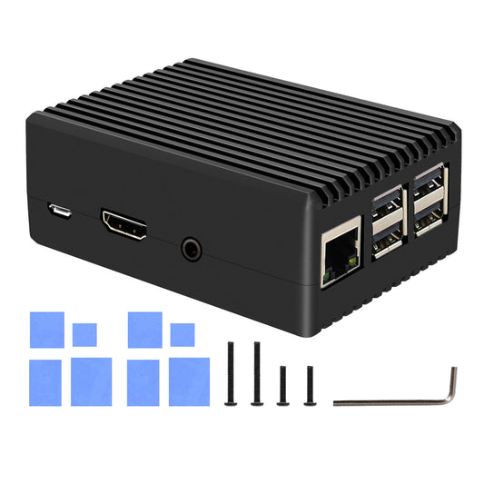 Geekworm Raspberry Pi 3B+/3B Aluminum Alloy Heavy Duty Passive Cooling Case-Black (P252)
