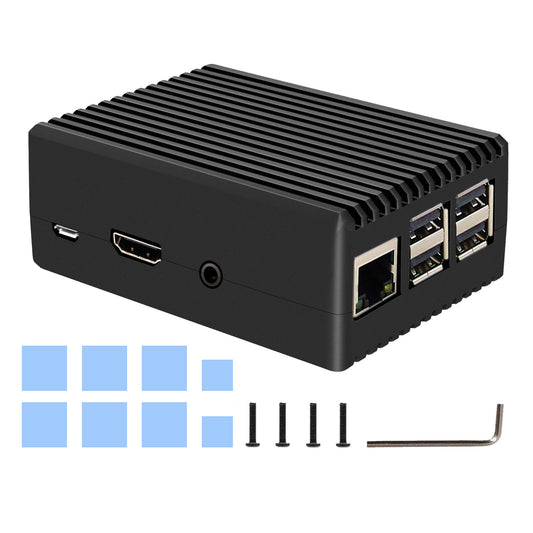 Geekworm Raspberry Pi 3B+/3B Aluminum Alloy Heavy Duty Passive Cooling Case-Black (P252)