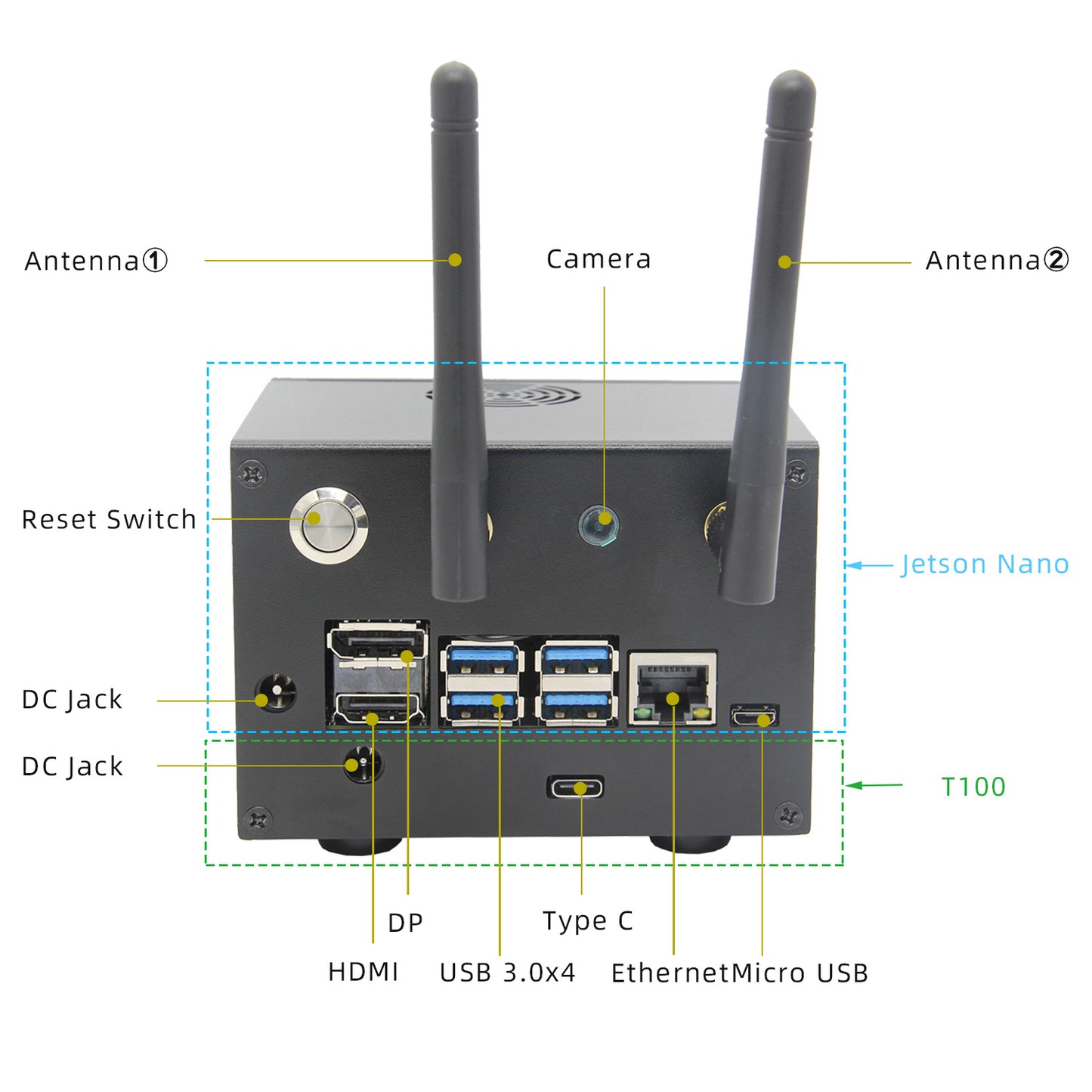 Geekworm T100-C1 Metal Case for Jetson Nano Rev A02 and T100