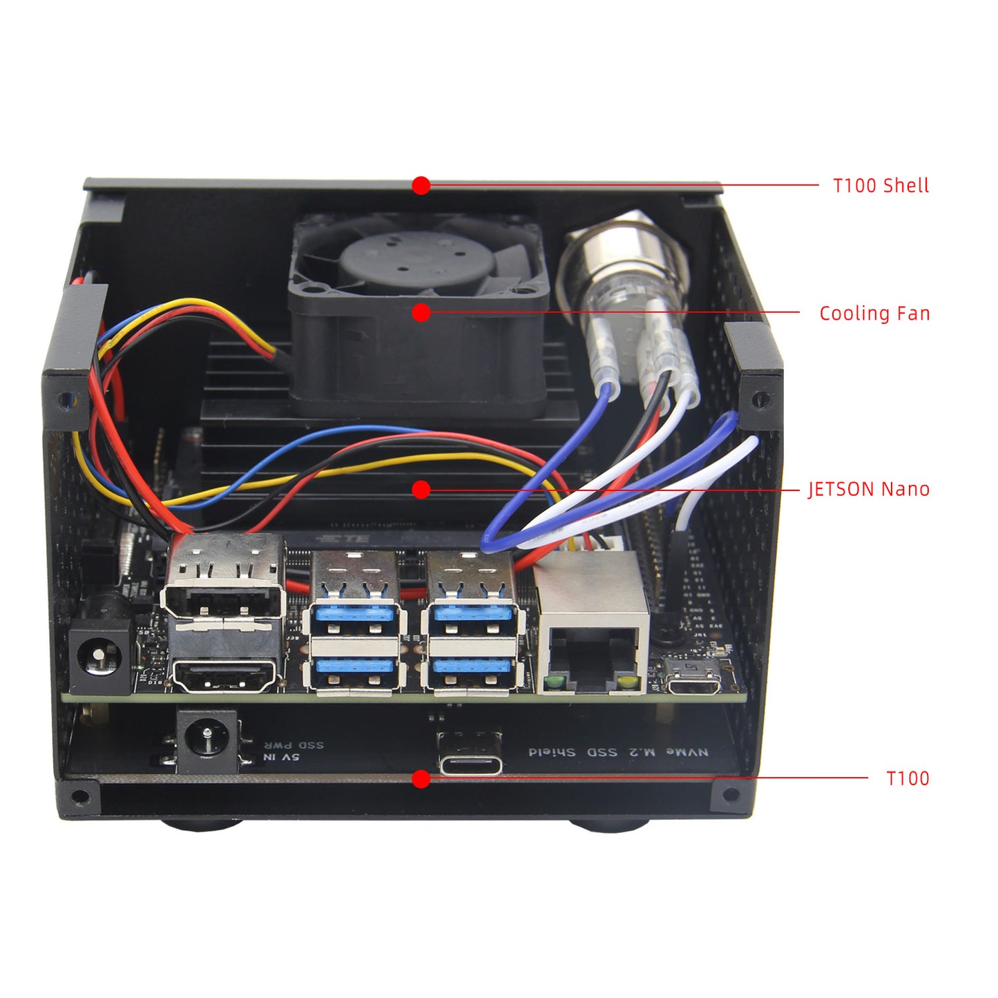 Geekworm T100-C1 Metal Case for Jetson Nano Rev A02 and T100