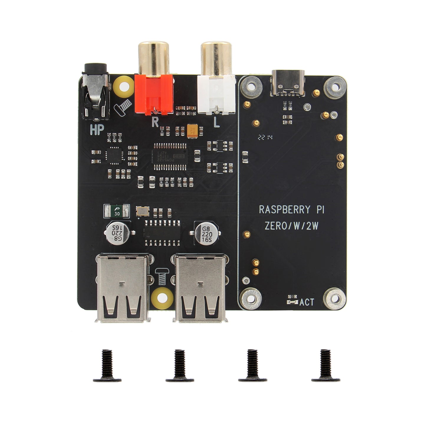 Geekworm X302 HiFi DAC HAT Expansion Board & USB HUB Compatible with Raspberry Pi Zero 2W / Zero W