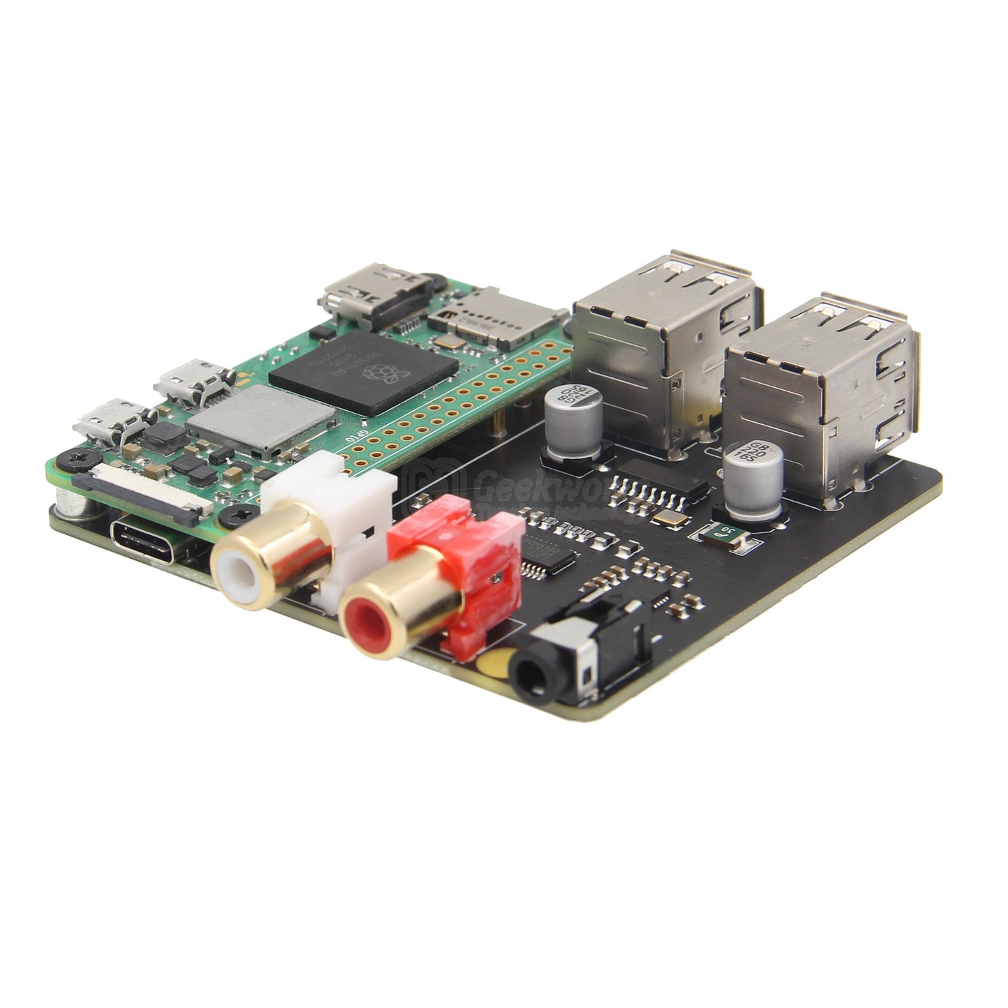 Geekworm X302 HiFi DAC HAT Expansion Board & USB HUB Compatible with Raspberry Pi Zero 2W / Zero W