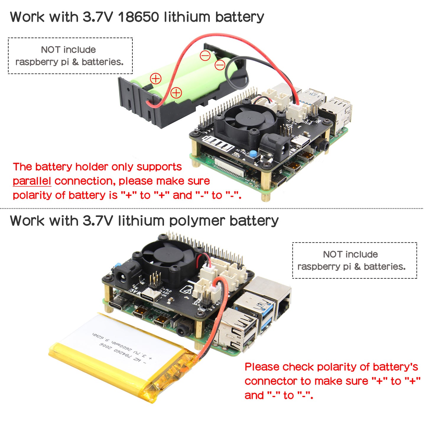 Raspberry Pi 4B/3B+/3B X708 V2.0 UPS HAT & Power Management Board with Cooling Fan