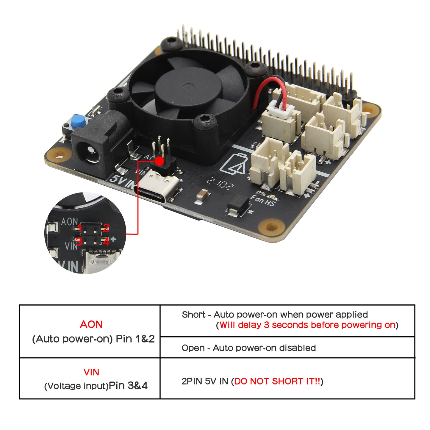 Raspberry Pi 4B/3B+/3B X708 V2.0 UPS HAT & Power Management Board with Cooling Fan
