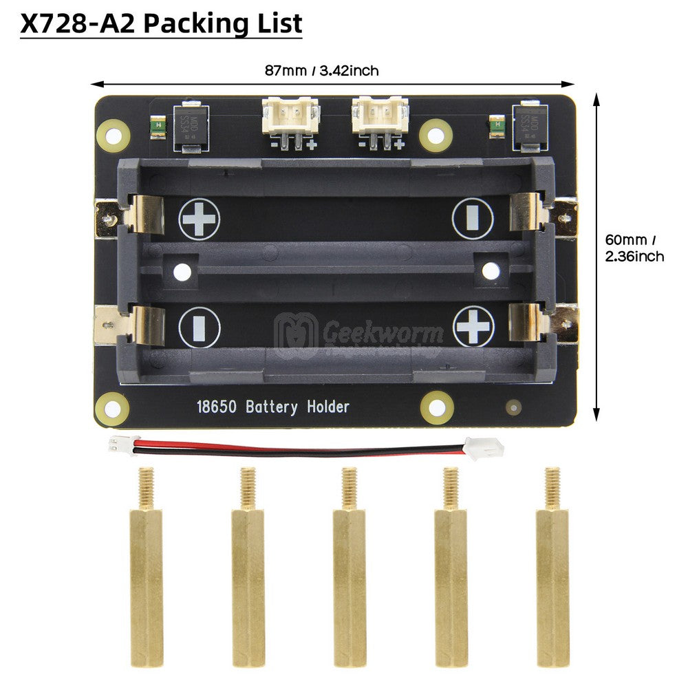 Geekworm Raspberry Pi X728 (Max 5.1V 6A) 18650 UPS & Power Management Board with Auto On & Safe Shutdown Function