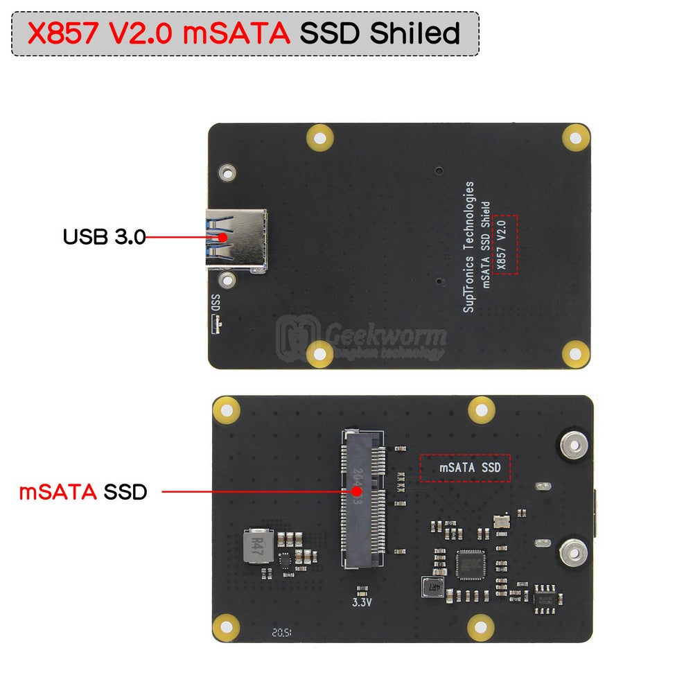 Raspberry Pi 4 Model B mSATA SSD Storage Expansion Board, X857 V2.0 Shield  for Raspberry Pi 4 B