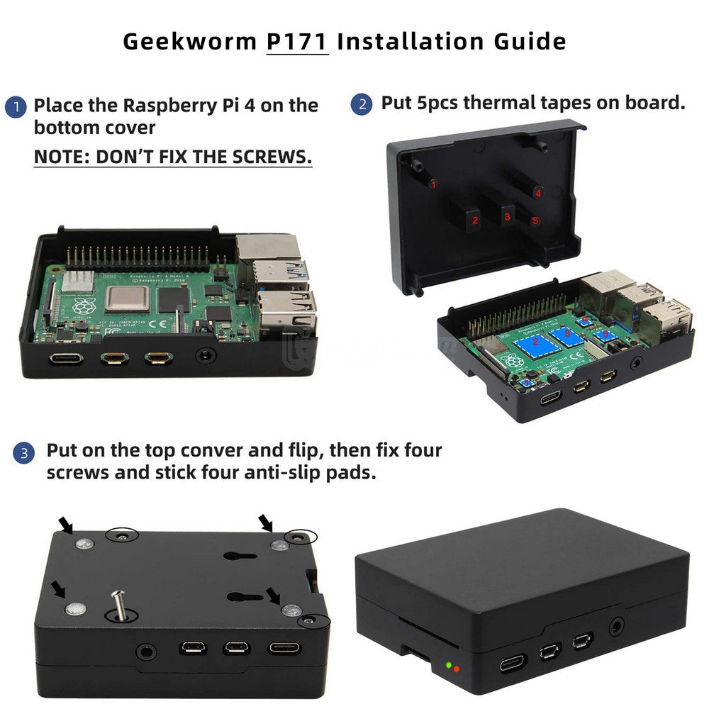 Raspberry Pi 4 Aluminum Alloy Passive Cooling Metal Case (P171)
